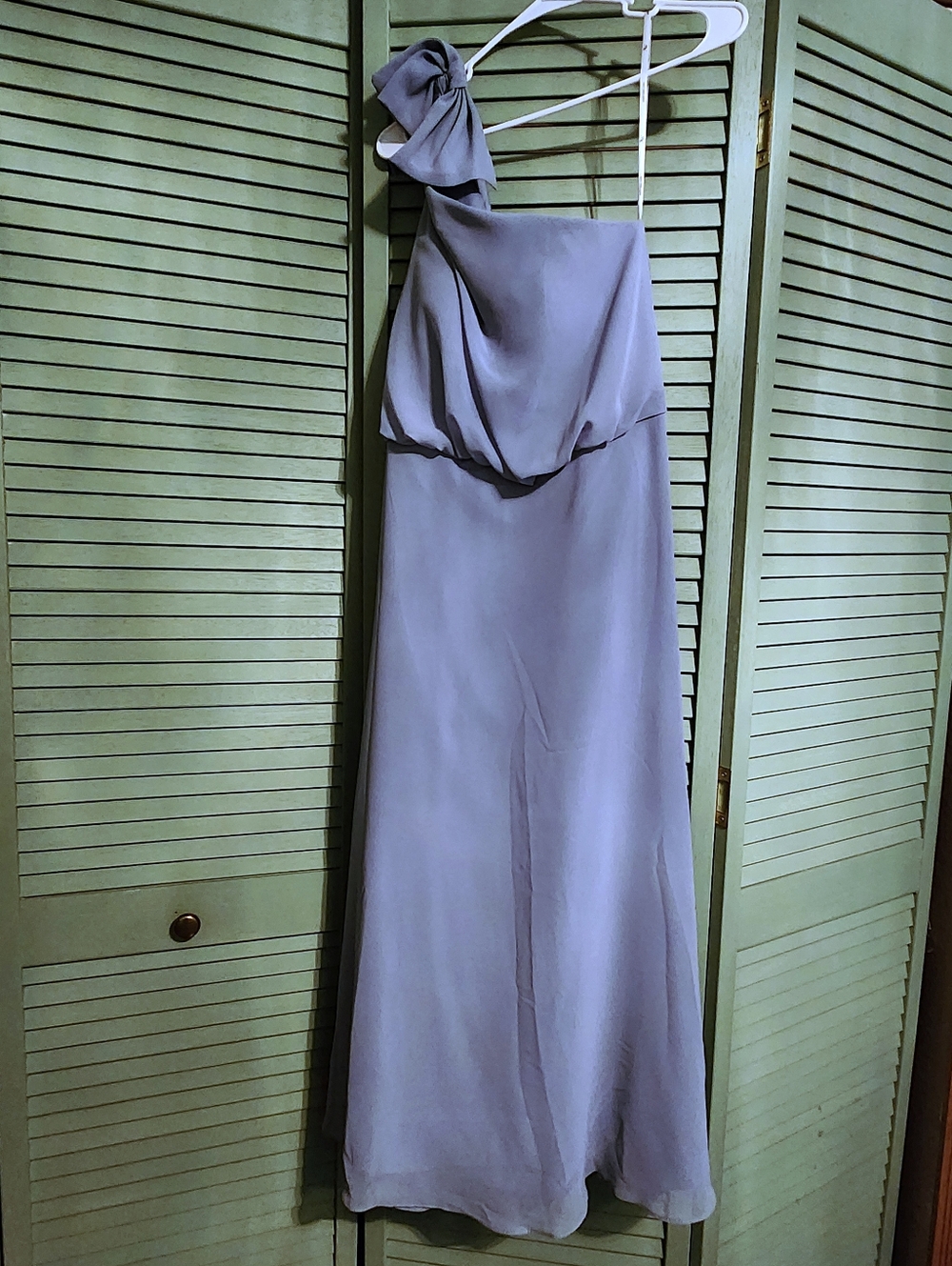 AW Bridal Chiffon Light Blue Off The Shoulder Bridesmaid Dress With Pockets